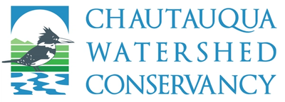 chautauqua watershed conservancy logo featuring an illustrated kingfisher and landscape