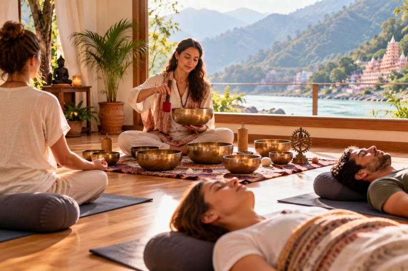 Sound healing and mantra chanting practice in Rishikesh