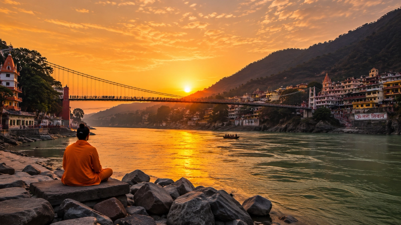 The peaceful Ganges river in Rishikesh perfect for a wellness retreat and deep rest.