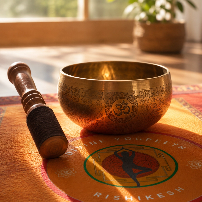 Singing bowl used for nada yoga sound spiritual practice and nervous system healing