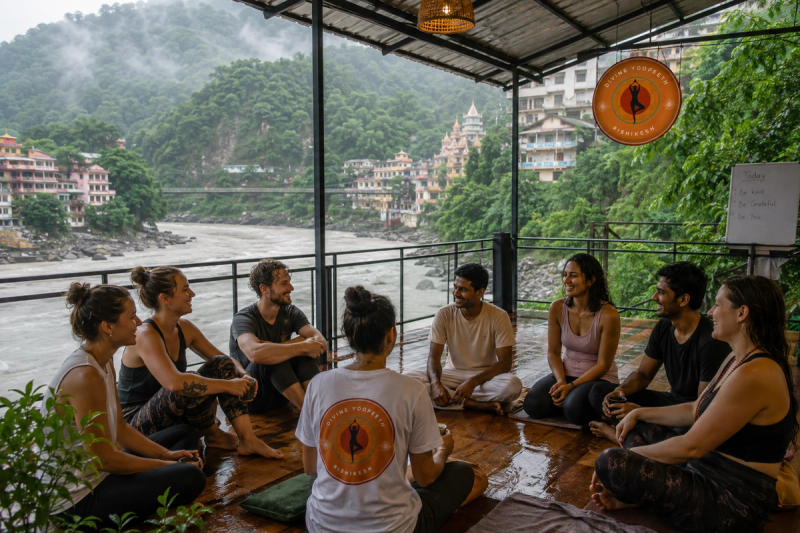 Off-season yoga retreat in Rishikesh during monsoon near the Ganga