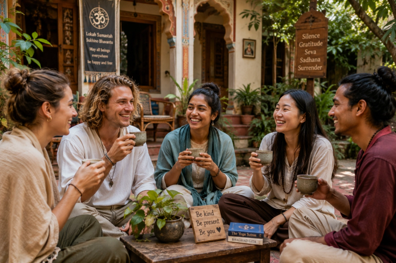 Divine Yogpeeth wellness students in Rishikesh