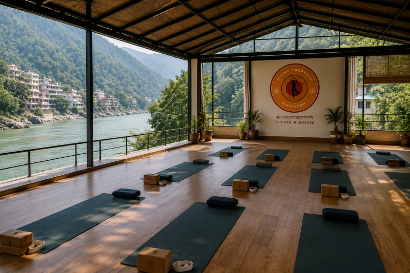 Find peace in Rishikesh without worrying about the yoga teacher training flexibility required myth.