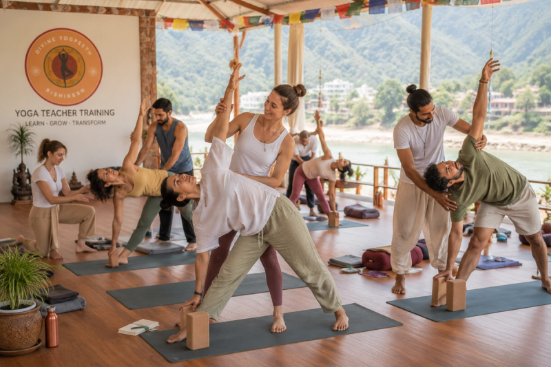 Students practicing physical touch in yoga anatomy training