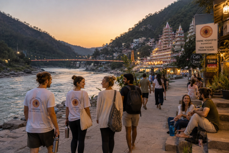 Student life 200 hour YTT week schedule evening in Rishikesh