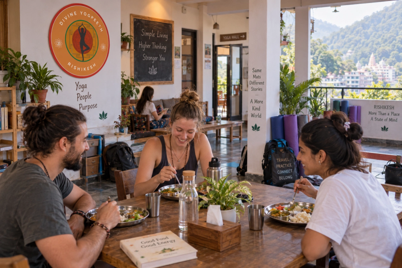 Affordable yoga retreat accommodation and meals in Rishikesh