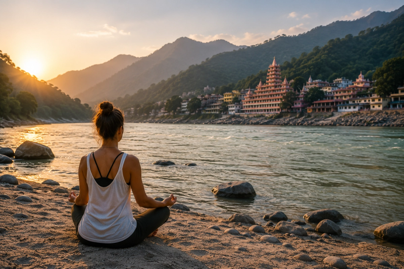 Finding peace and overcoming imposter syndrome as a yoga teacher by the Ganges in Rishikesh.