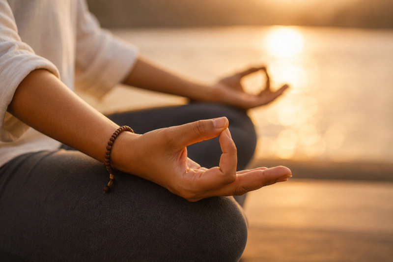 Grounding meditation practice highlighting yoga mental health research evidence and nervous system healing