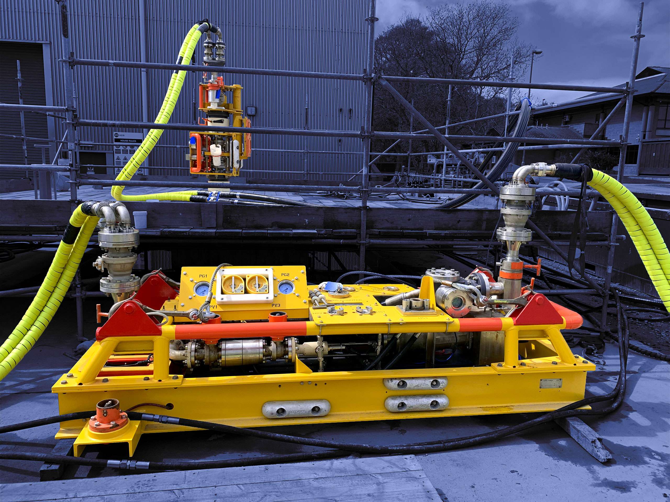 Image subsea decommissioning pumping equipment in yard