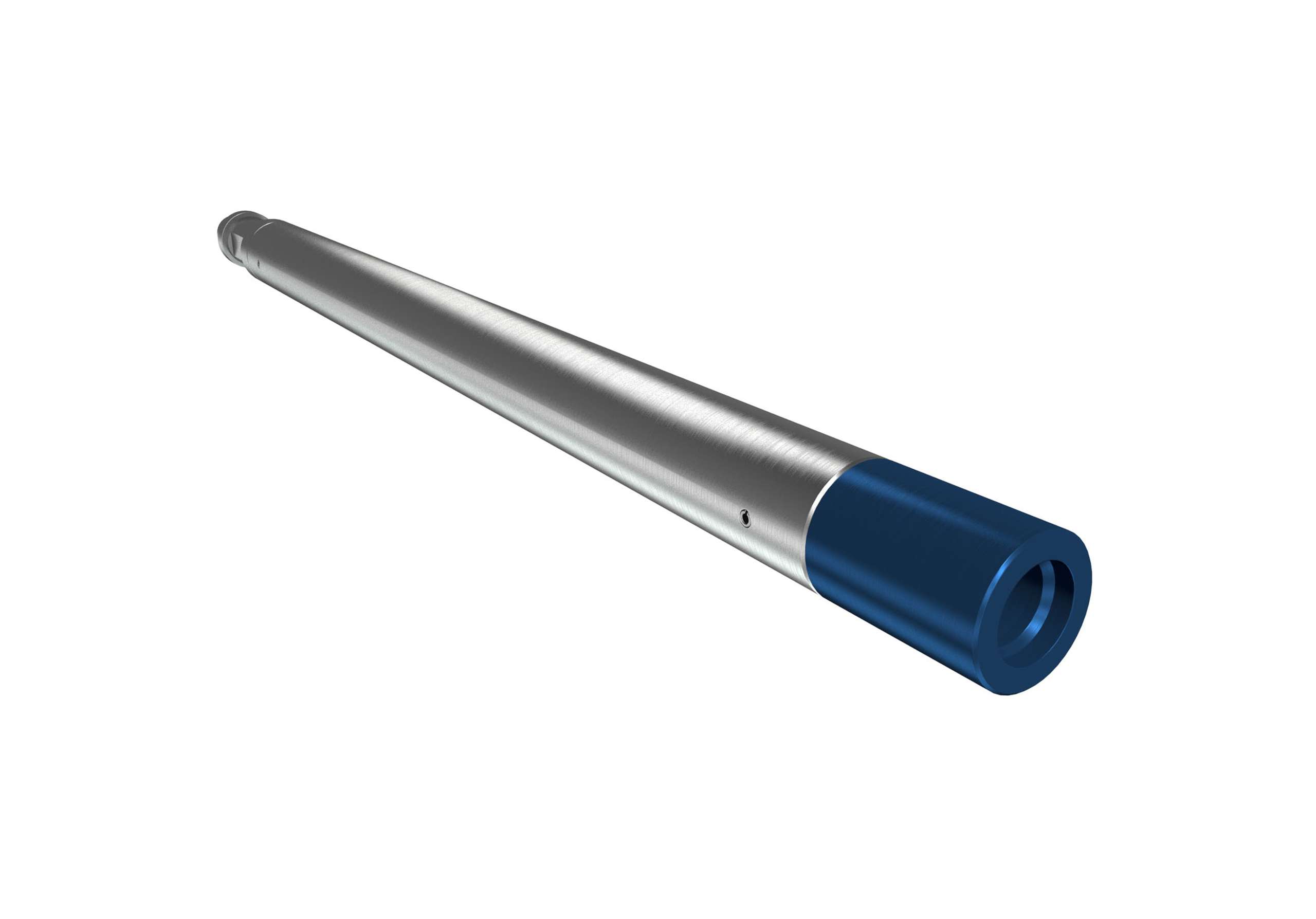 Silver metal tube with blue ending