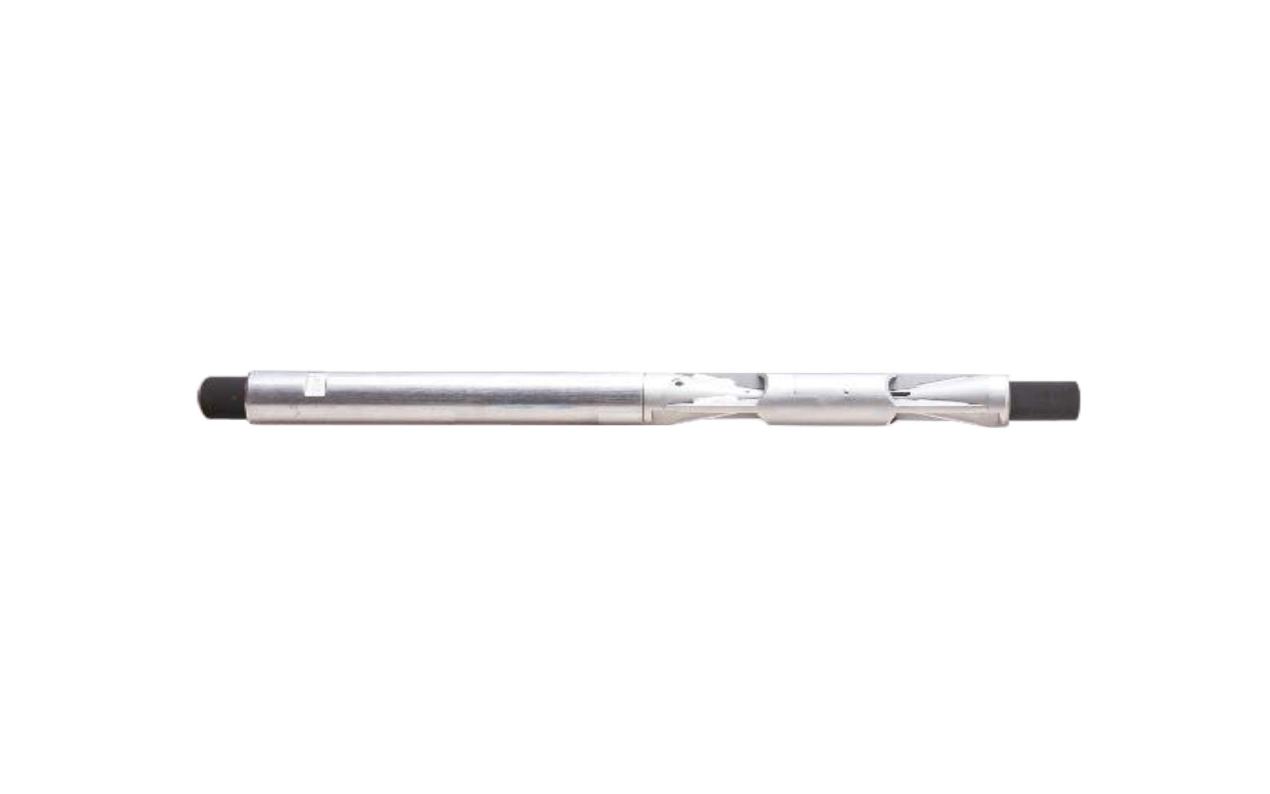 Inline Spinner Flowmeter - long metal tube with black ends