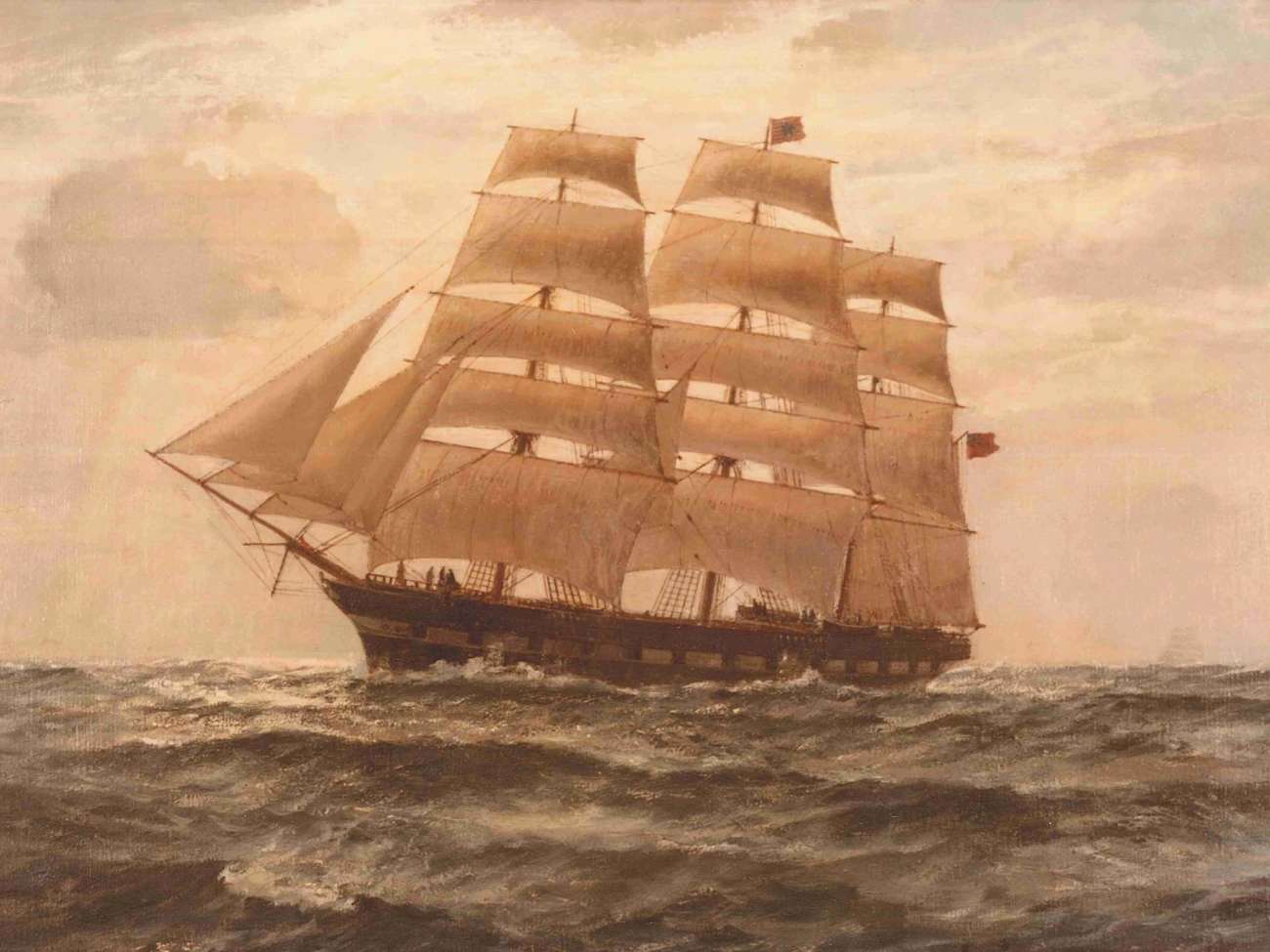 Painting of a sailing ship named 'Sylvia'