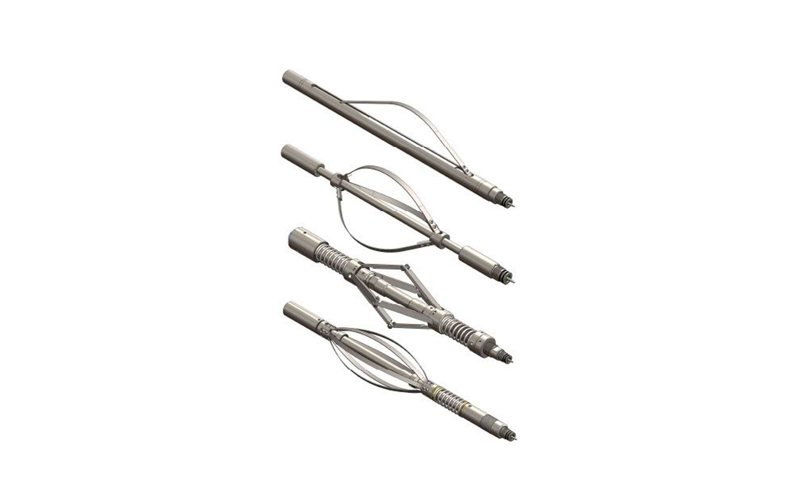 Renderings of four different types of metal tubes with various attachments
