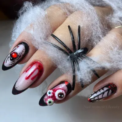 Halloween nail art horror