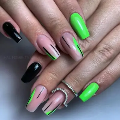 Vert néon nail art