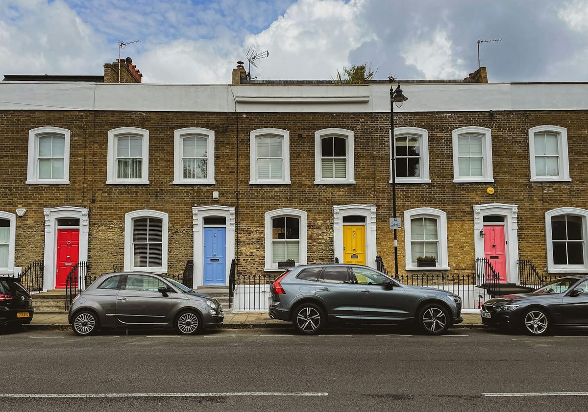 A street of Victorian terraced houses typical of the London private rental market