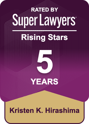 Kristen K. Hirashima rated by Super Lawyers Rising Stars for 5 years