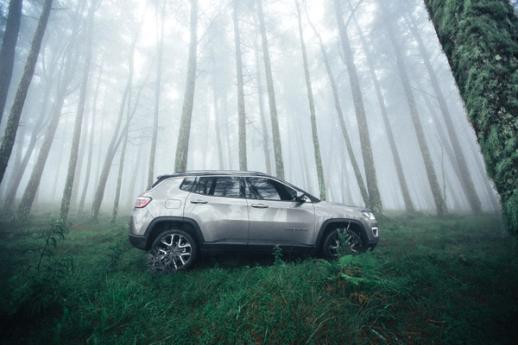  Grå SUV som står i skogen