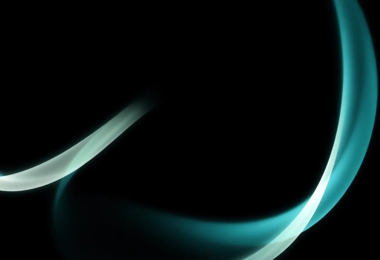Abstract intertwining teal and ivory strands curving across an onyx background, echoing woven performance fabric