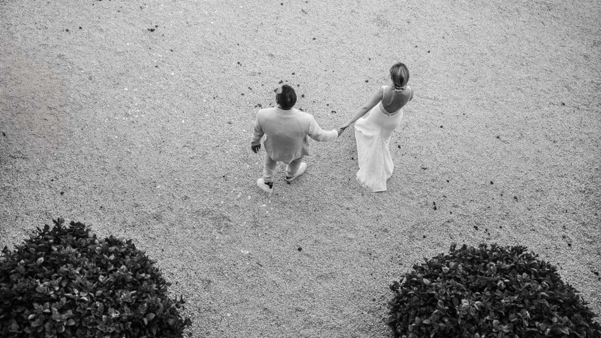 Boho wedding ceremony in Ibiza with sea views