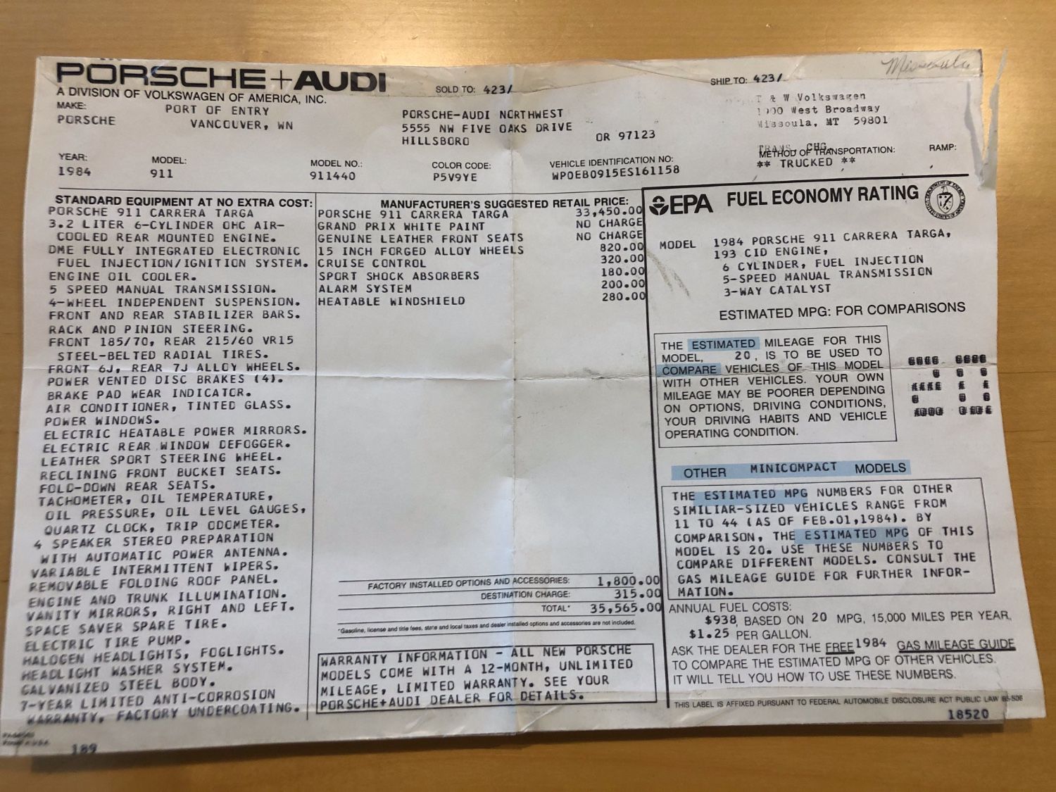 Porsche 911 Targa (1984)