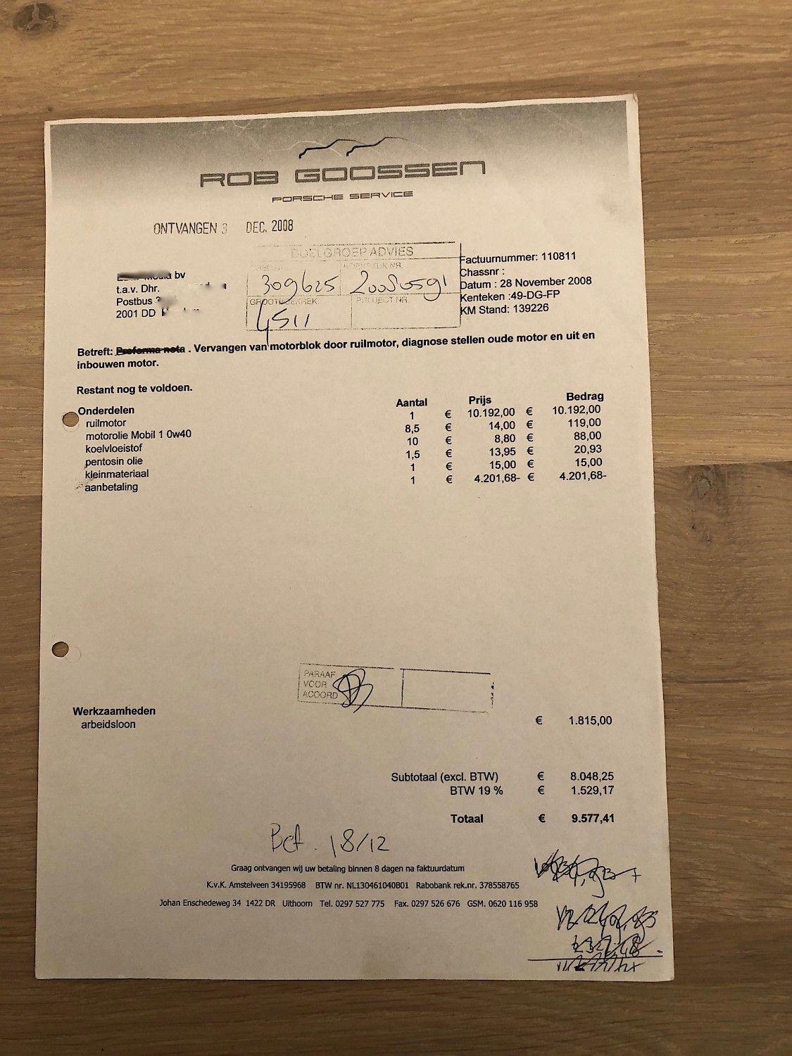 Porsche 911 (NL auto) met ruilmotor