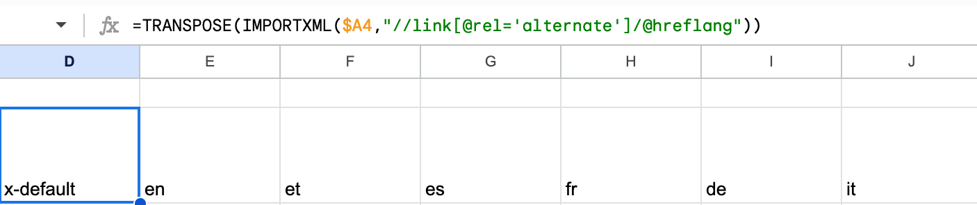 Use TRANSPOSE in Google Sheets