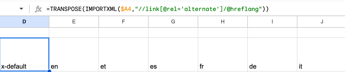 Use TRANSPOSE in Google Sheets