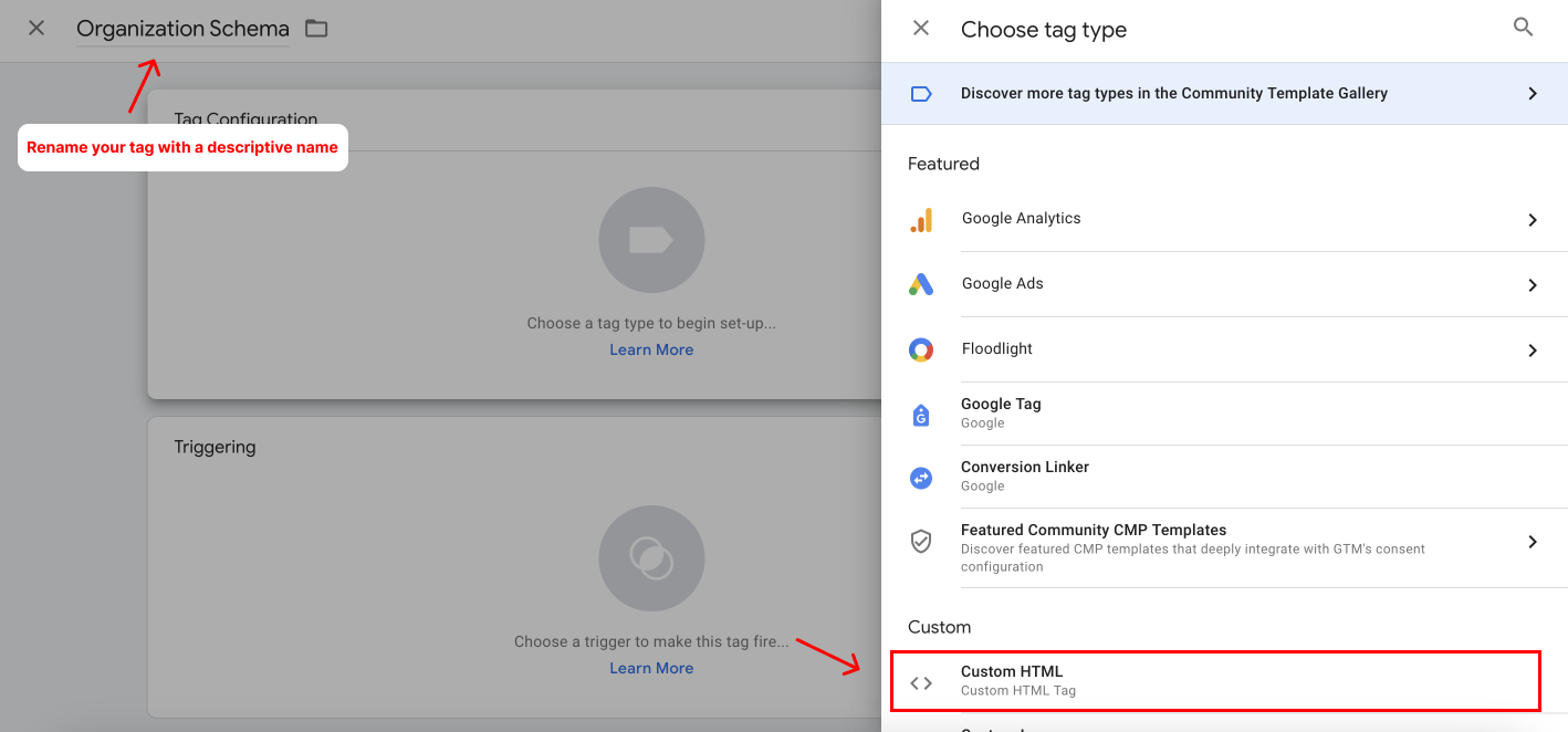Create tag with custom name