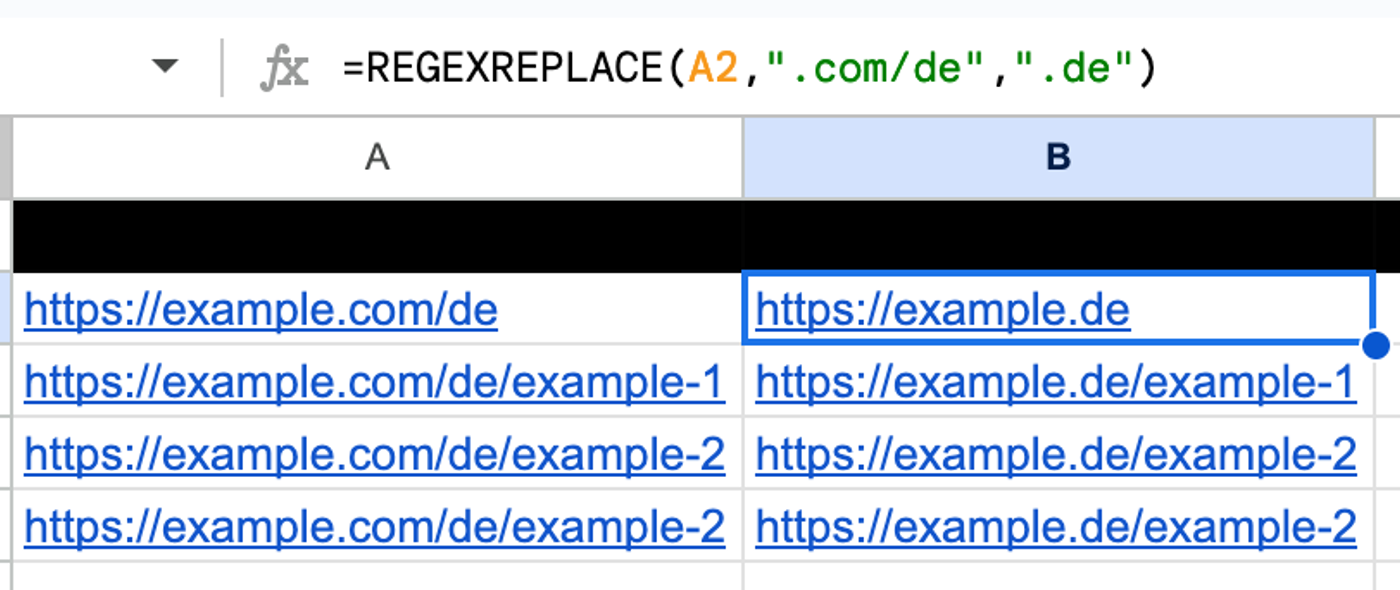 Use REGEXREPLACE in Google Sheets