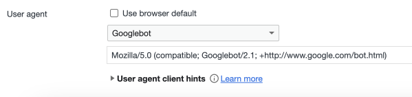 Switch user-agent to Googlebot