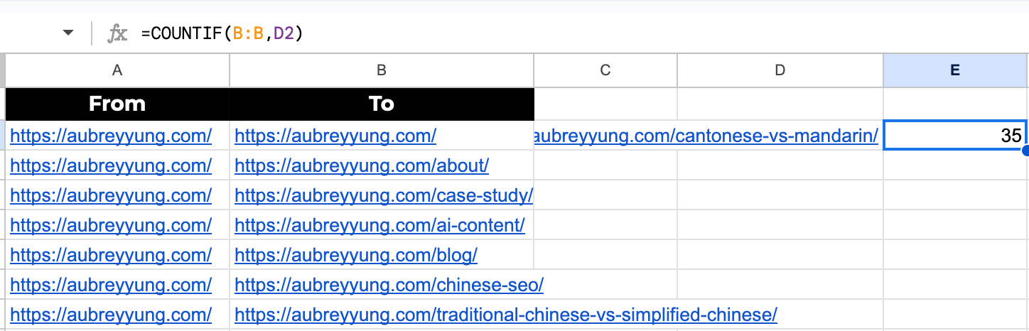 Use COUNTIF in Google Sheets