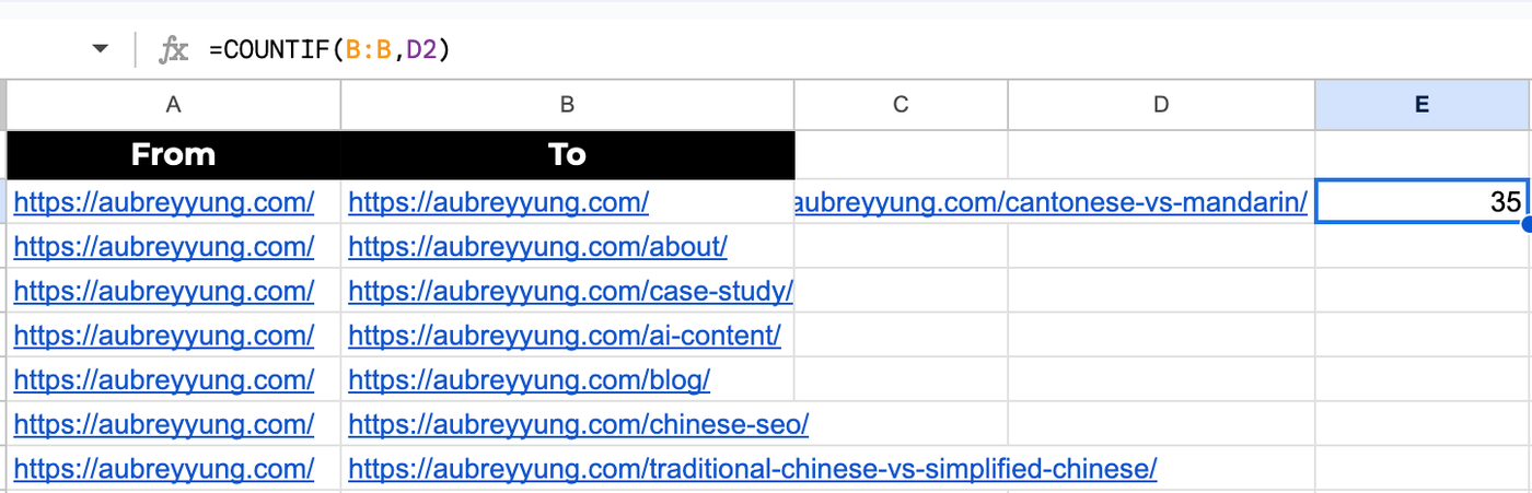 Use COUNTIF in Google Sheets