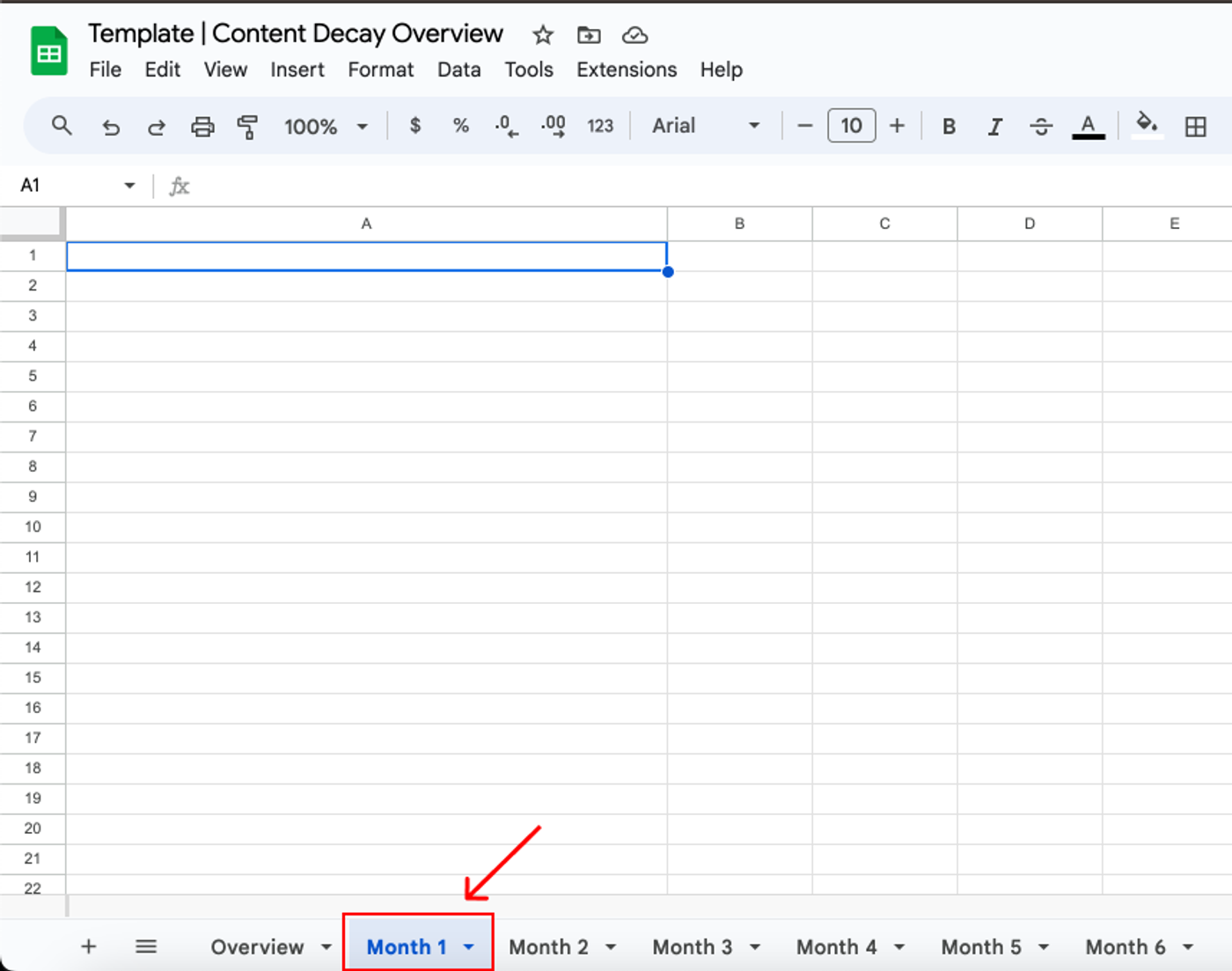 Paste monthly data into relevant tab