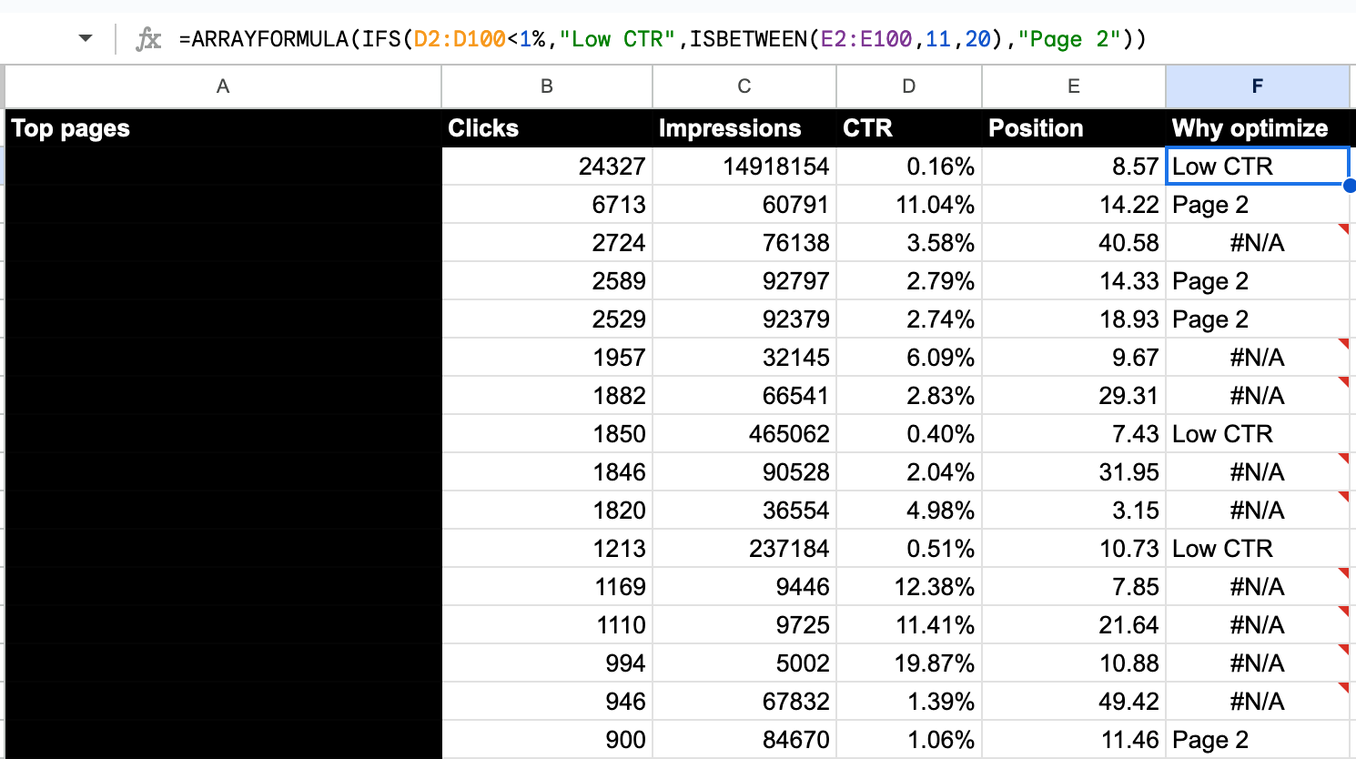 Use IFS in Google Sheets
