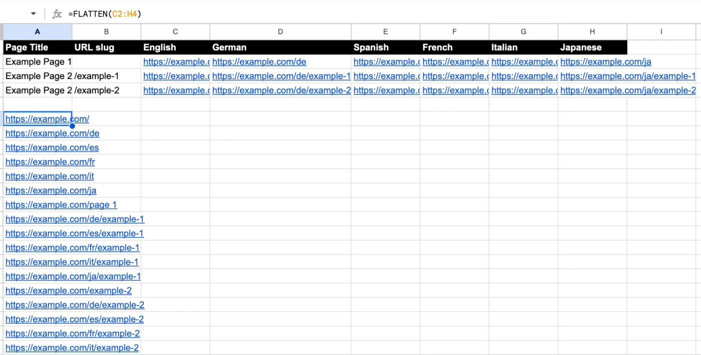 Use Flatten in Google Sheets - URL