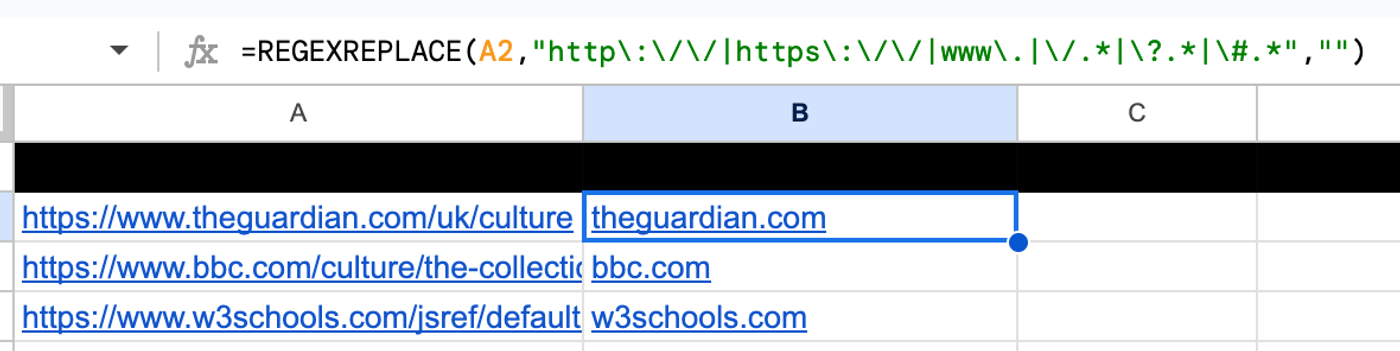 Use REGEXREPLACE to extract root domain