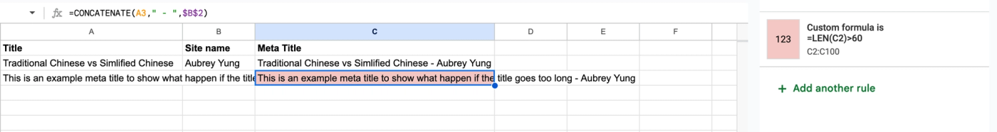 CONCATENATE Use Case for Page Meta Title