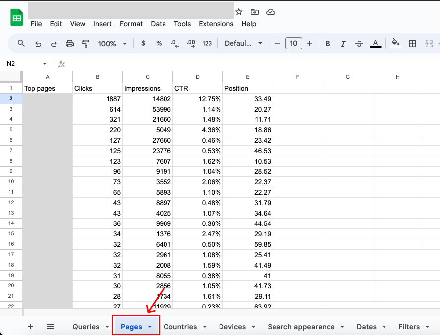 Go to "Pages" and copy data
