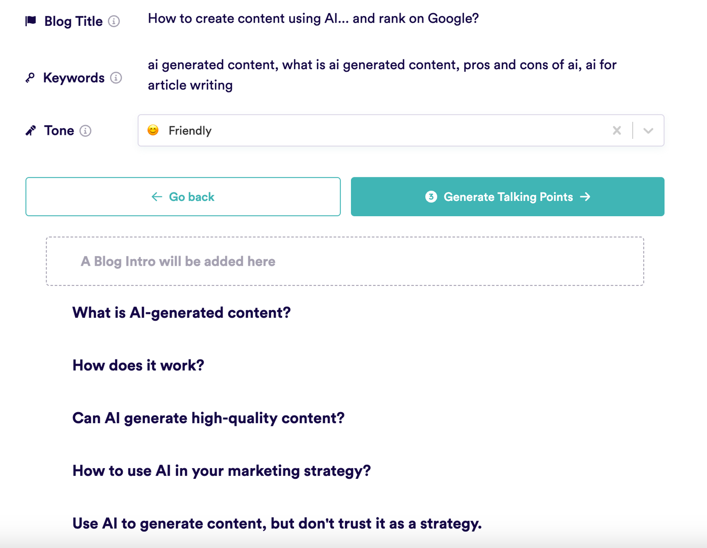 Generate outline with Copy.ai