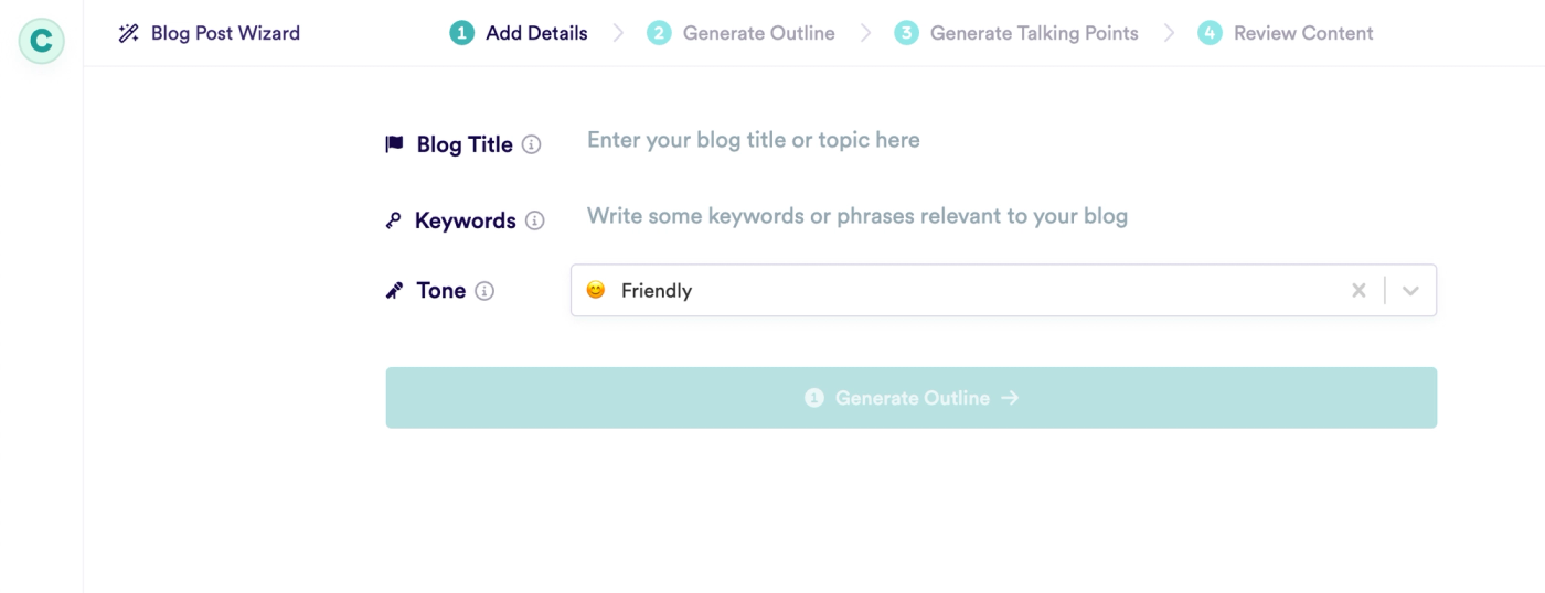 Copy.ai Blog Post Wizard