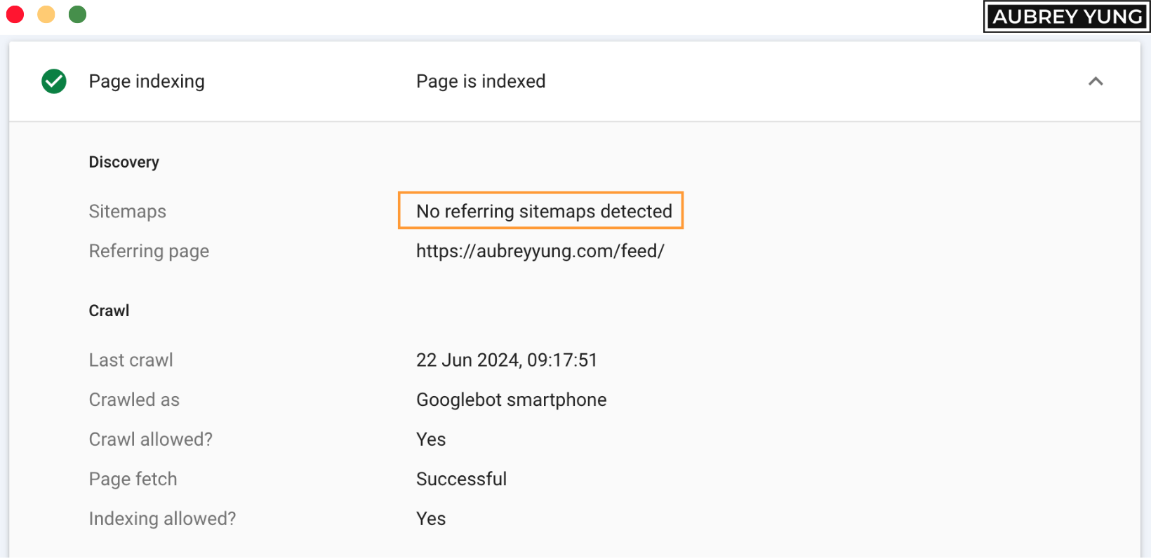 No Referring Sitemaps Detected