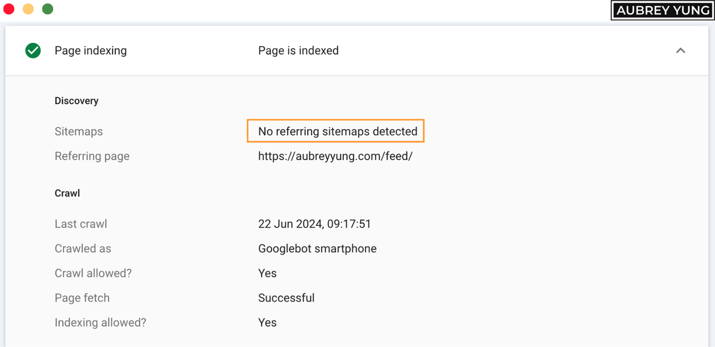 No Referring Sitemaps Detected
