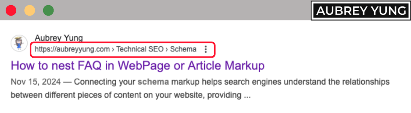 Google Breadcrumb Rich Snippets Example