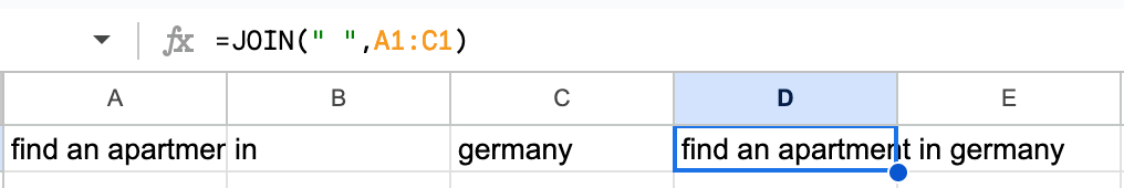 Use JOIN in Google Sheets