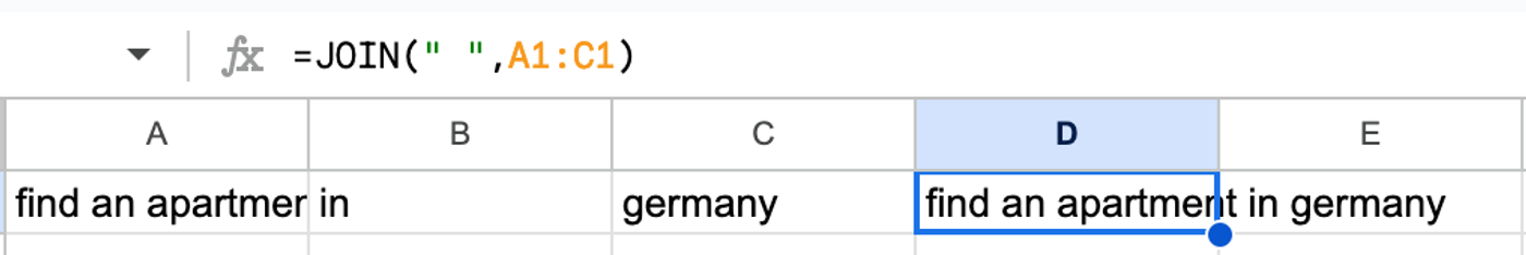 Use JOIN in Google Sheets