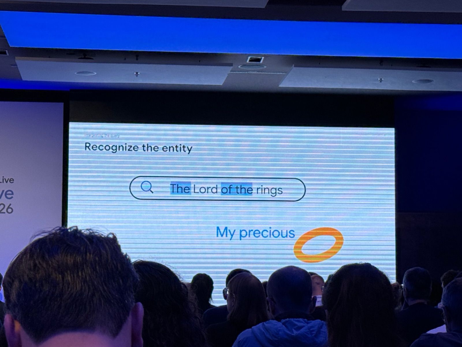Google slide titled Recognize the entity, showing the query The Lord of the rings with its stopwords highlighted