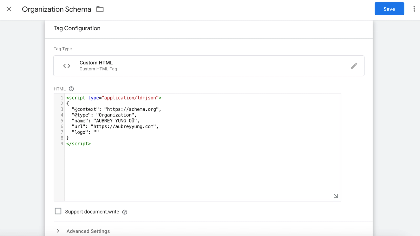 Paste the code snippet in the HTML field
