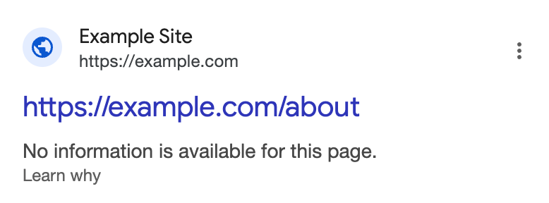 No information is available for a page on Google Search