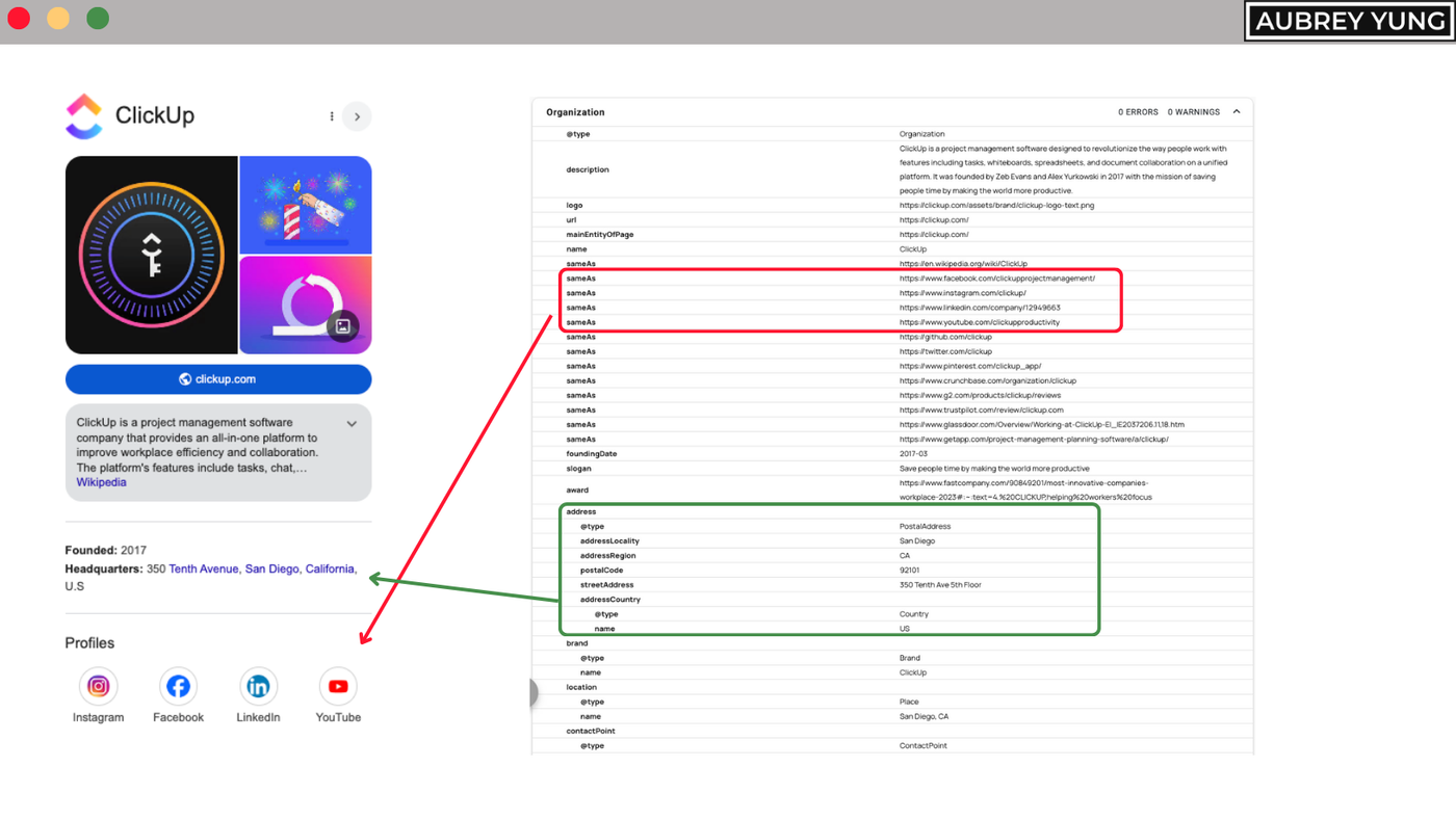 Clickup Knowledge Panel example
